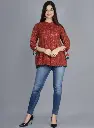 Beautiful Printed Top with Pumpum Lace work